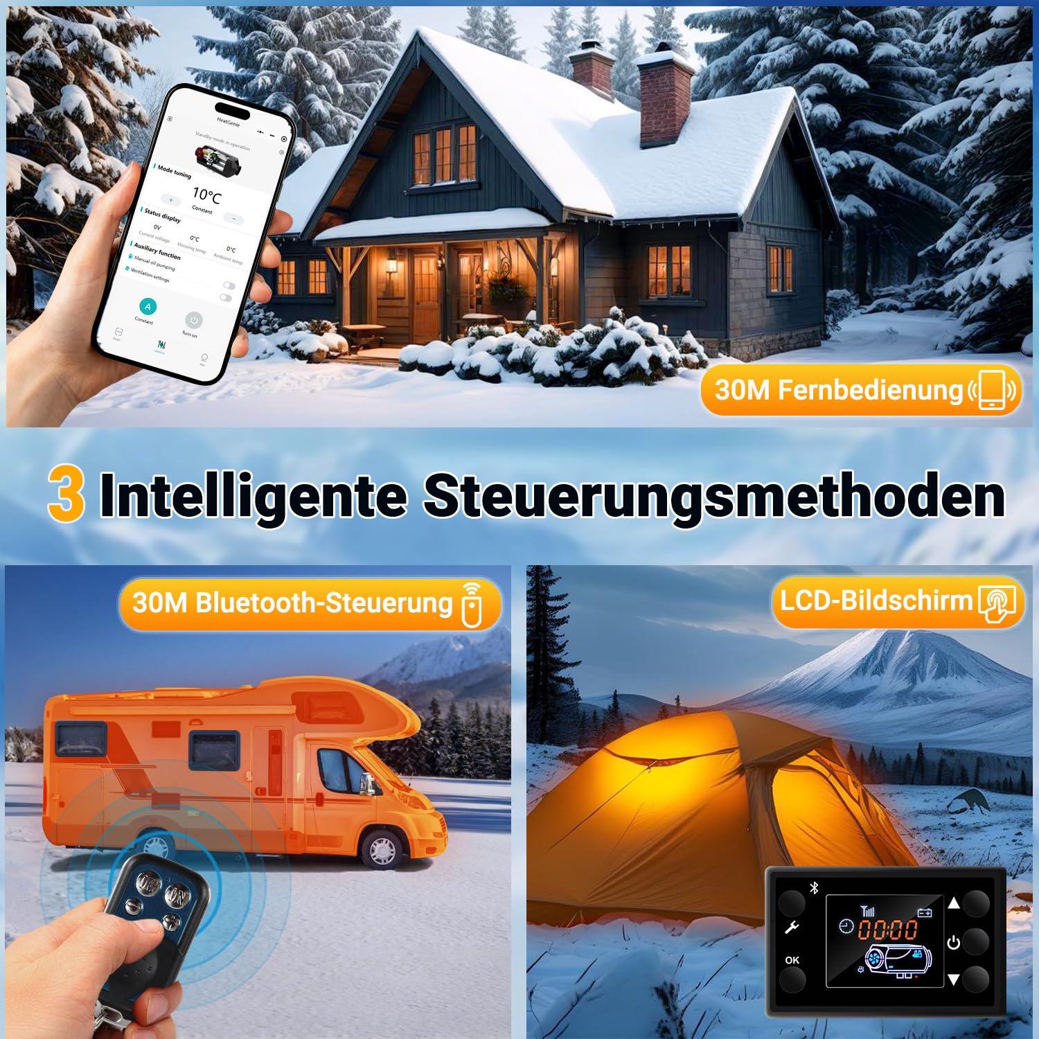 Sonnewelt Ogrzewanie postojowe na olej napędowy 12 V, 8 kW, z aplikacją Bluetooth, wyświetlaczem LCD i pilotem zdalnego sterowania, nagrzewnica powietrza do samochodów ciężarowych, łodzi, kamperów