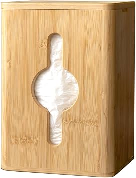 Bamboo Trash Bag Dispenser Large Garbage Bag Holder Box