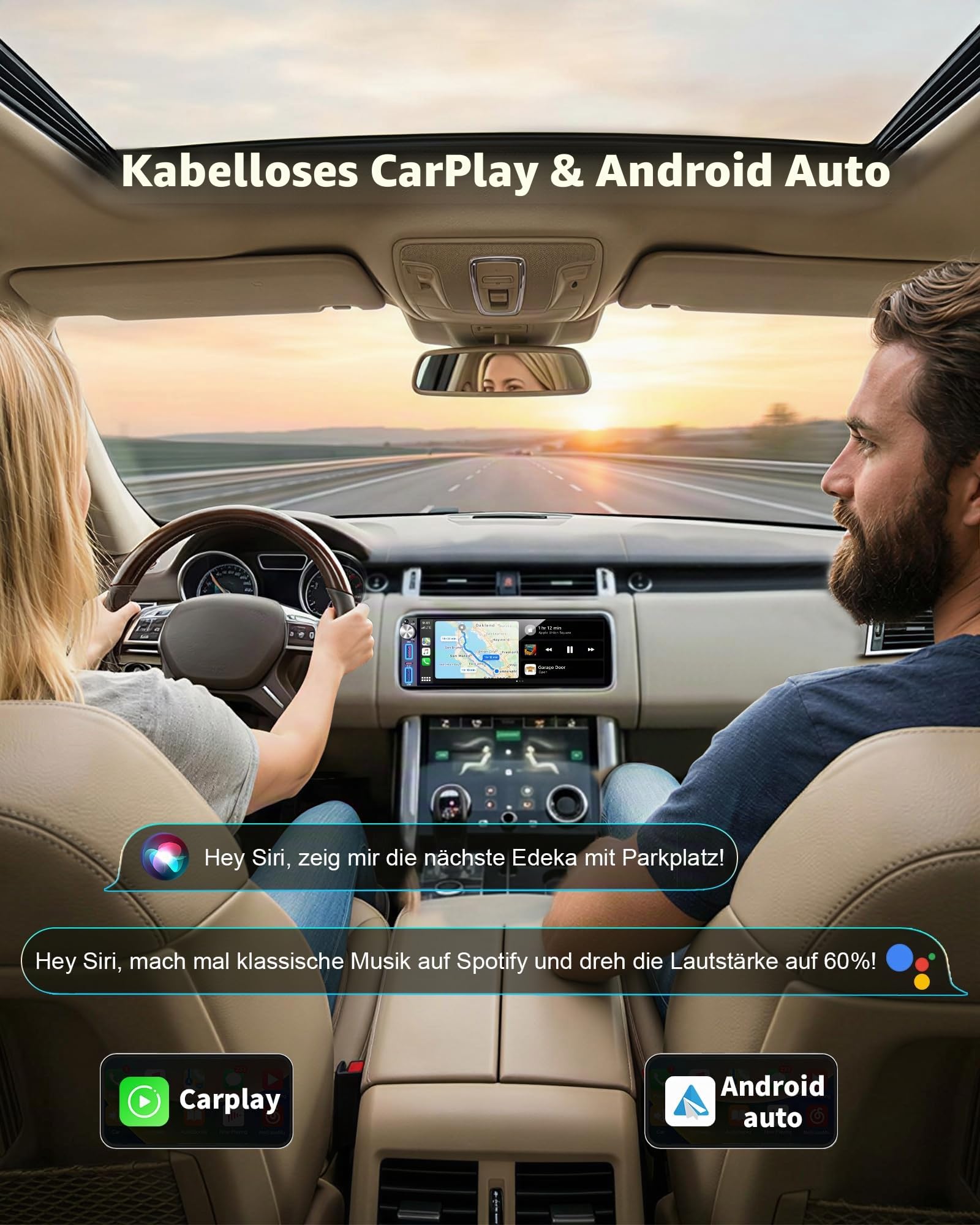 DAB/DAB+ 6,8 Zoll 1 DIN HD Autoradio mit Drahtlosem CarPlay & Android Auto, Type-C Schnellladung, DSP, Voice Control, AHD Rückfahrkamera &Mikrofonunterstützung, Bluetooth 5.2, AM/FM/RDS, AUX, SWC