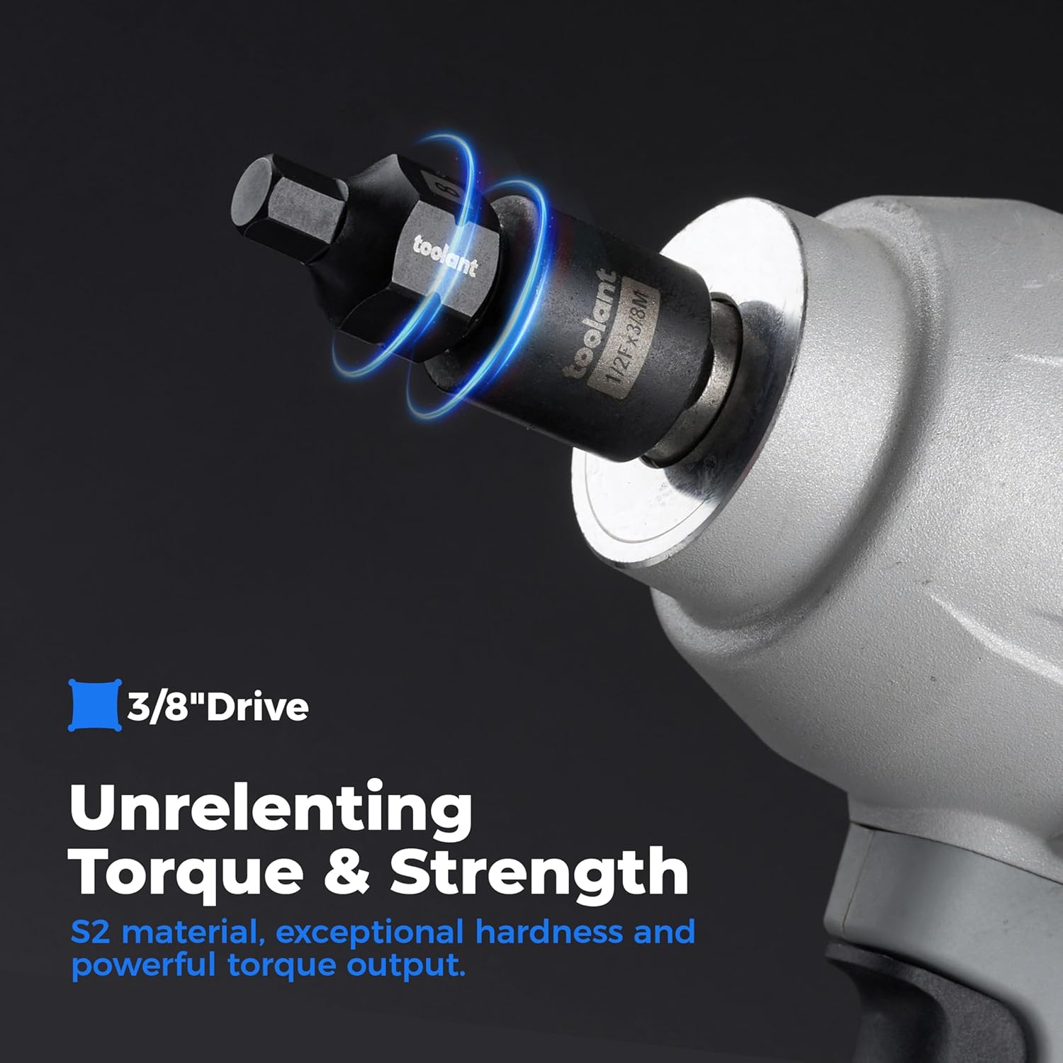 toolant 3/8"drive impact hex bit socket set 27PCS,Hex Drive, SAE/Metric, 5/32"-11/16",4mm-17mm, S2 Steel Air Drive Allen Socket set,Impact Grade，Anti-Roll Design