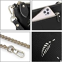 Vista 4 de YALUXE Clutch Wristlet - Cartera de piel auténtica con bloqueo RFID y cadena de hombro