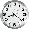 Howard Miller Spokane Wall Clock 625-450 – Modern Round Brushed Aluminum, Flat Glass Crystal, Sturdy Metal Frame, Classic Black Accents, Quartz Movement