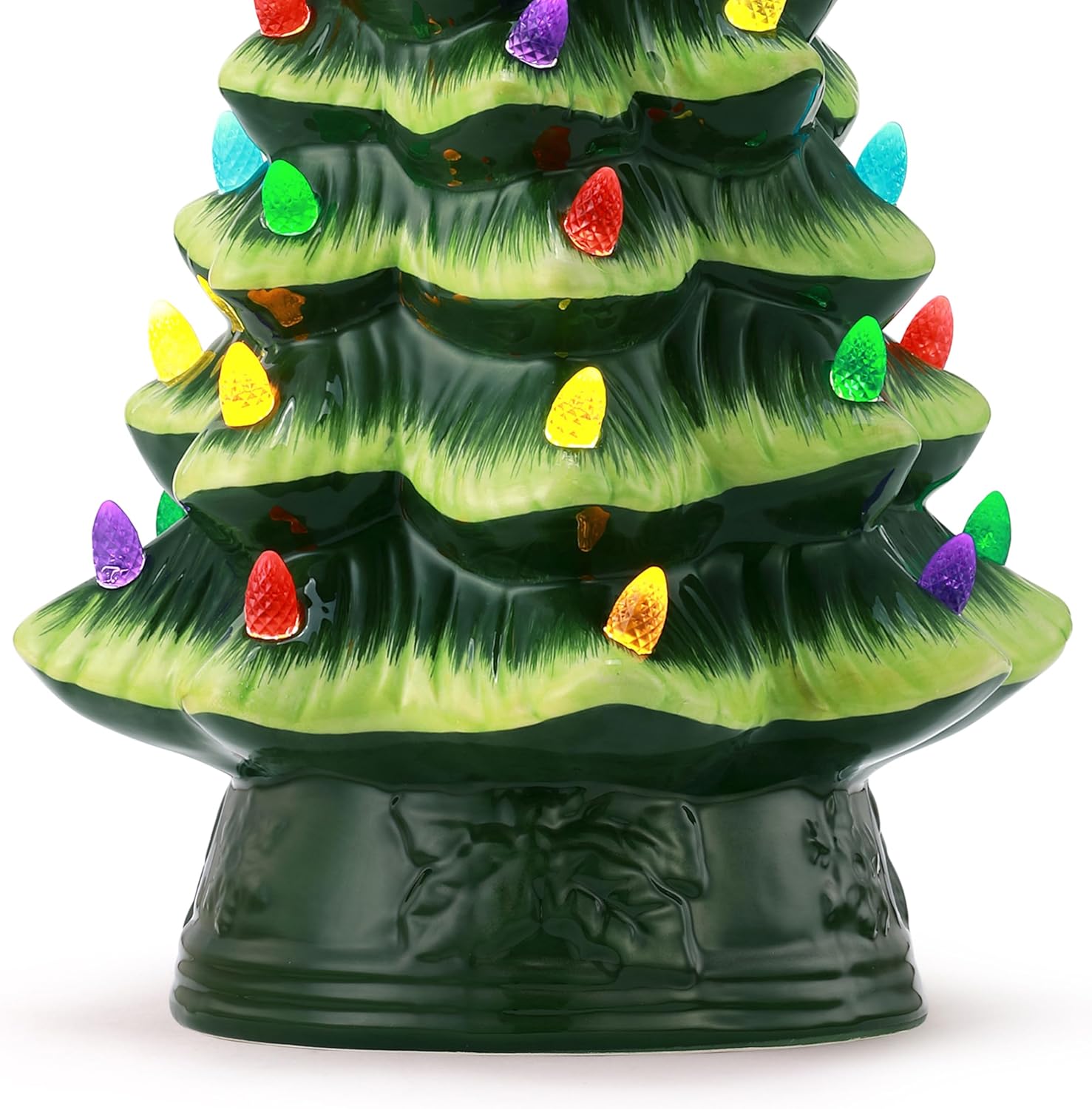 Mr. Christmas Nostalgic Ceramic Christmas Tree with LED Lights Indoor Decoration, 12 Inches, Green