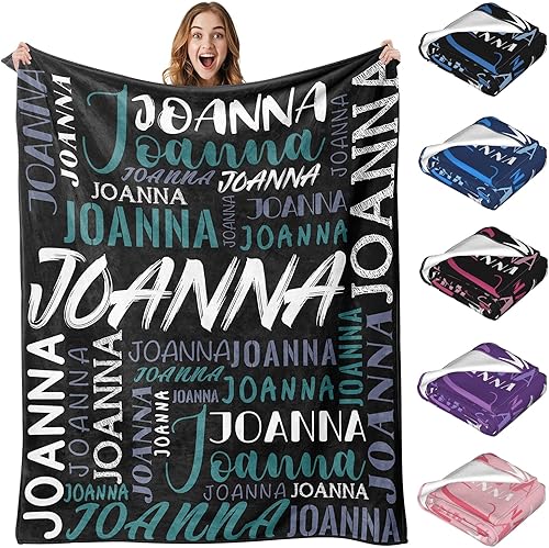Miniatura 8 de Husguciy Manta personalizada con nombre, manta de forro polar con nombre rosa personalizada para hombres, mujeres, niños, niñas, niños, bebés, manta