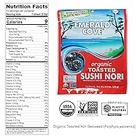 Vista 6 de Emerald Cove Organic Toasted Pacific Sushi Nori Sheets, 5.4 Oz, 10 Count, Pack of 6