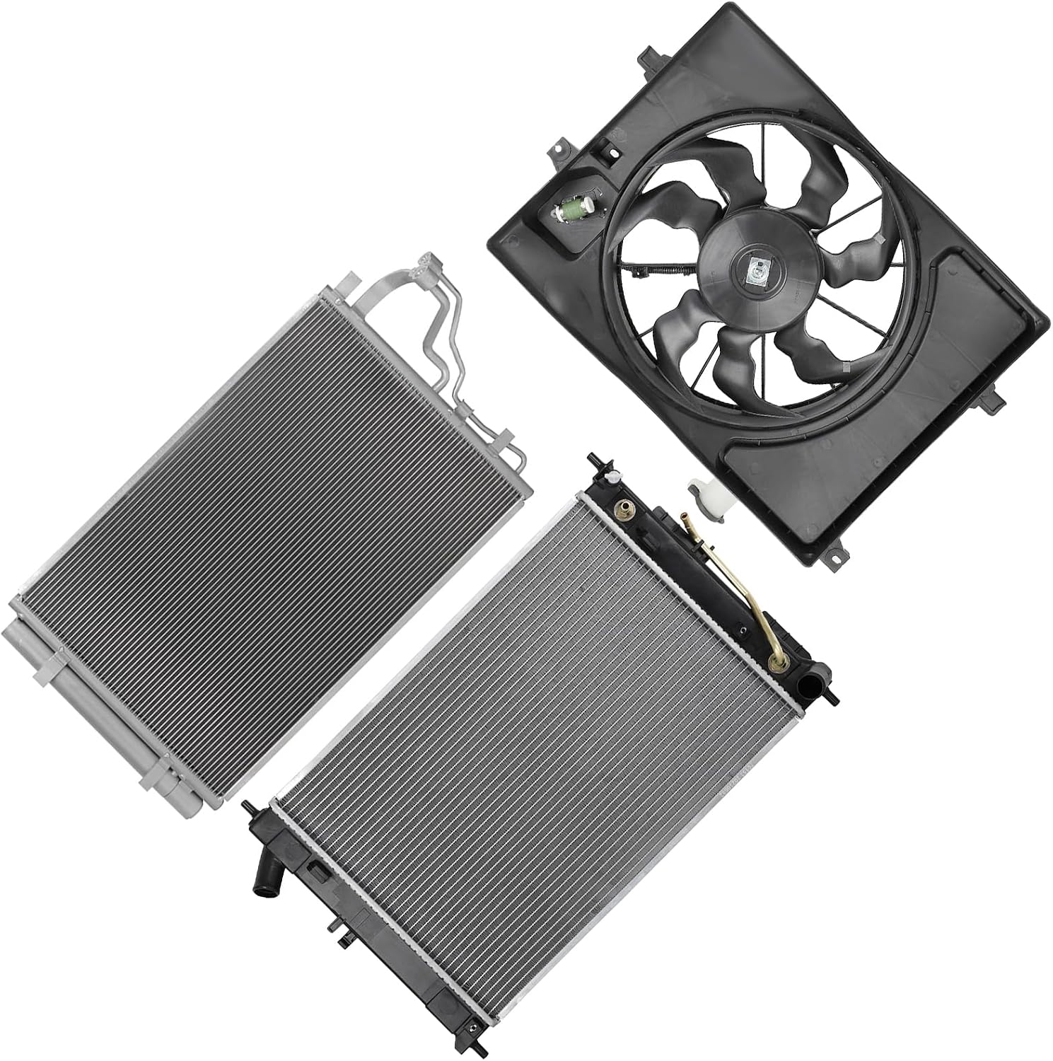 Cooling Fan Assembly Compatible with 2015-2018 for Kia for Forte5 2.0L 2014-2016 for Hyundai for Elantra 2.0L,Replacement for Engine Cooling Fan & Radiator & A/C Condenser
