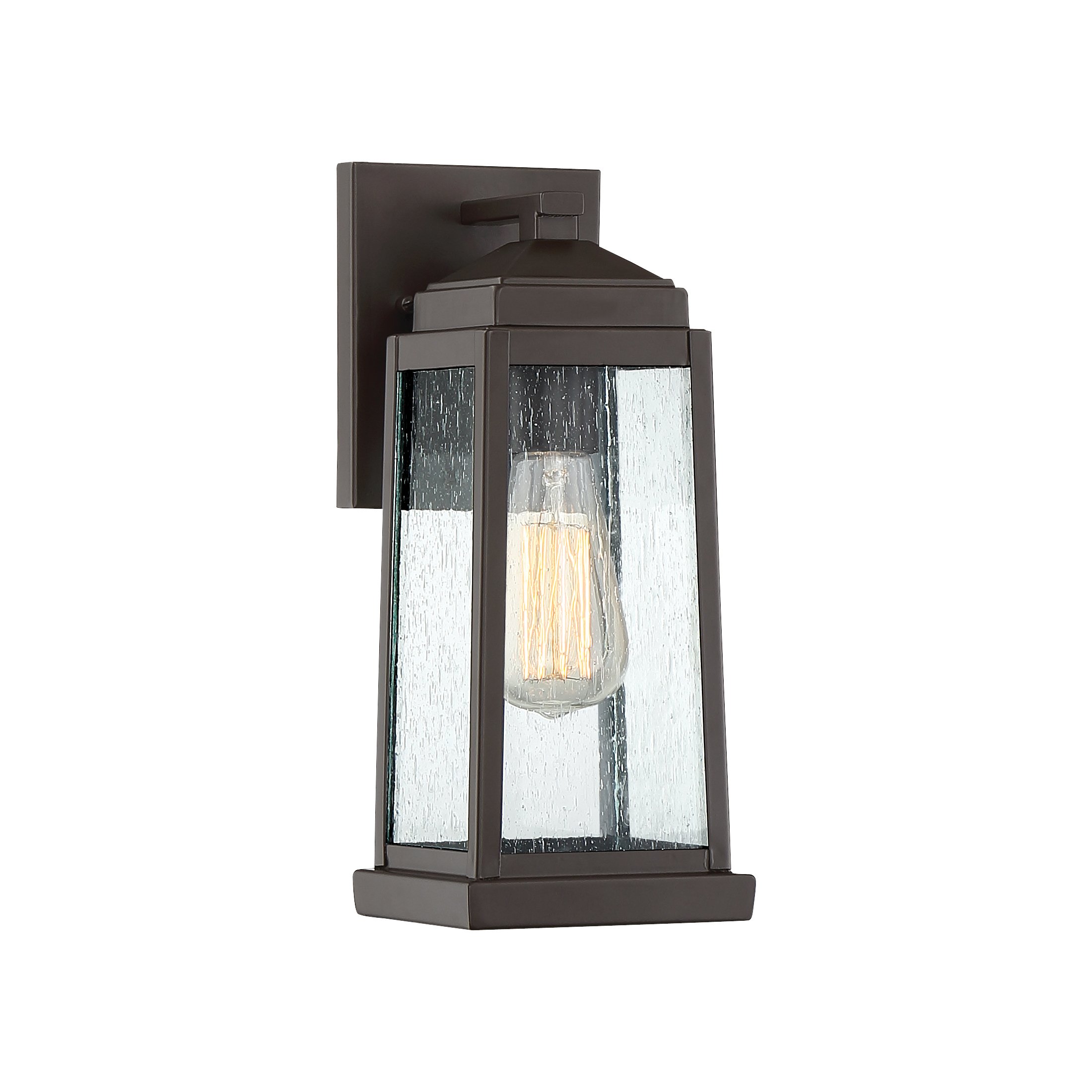 (Set of 2) Quoizel Ravenel Outdoor Wall Lantern, 12.5 Inch 1-Light Western Bronze Transitional Wall Sconce, Clear Seeded Glass, 100W, Outside Lights for Patio, Porch, Garage or Yard