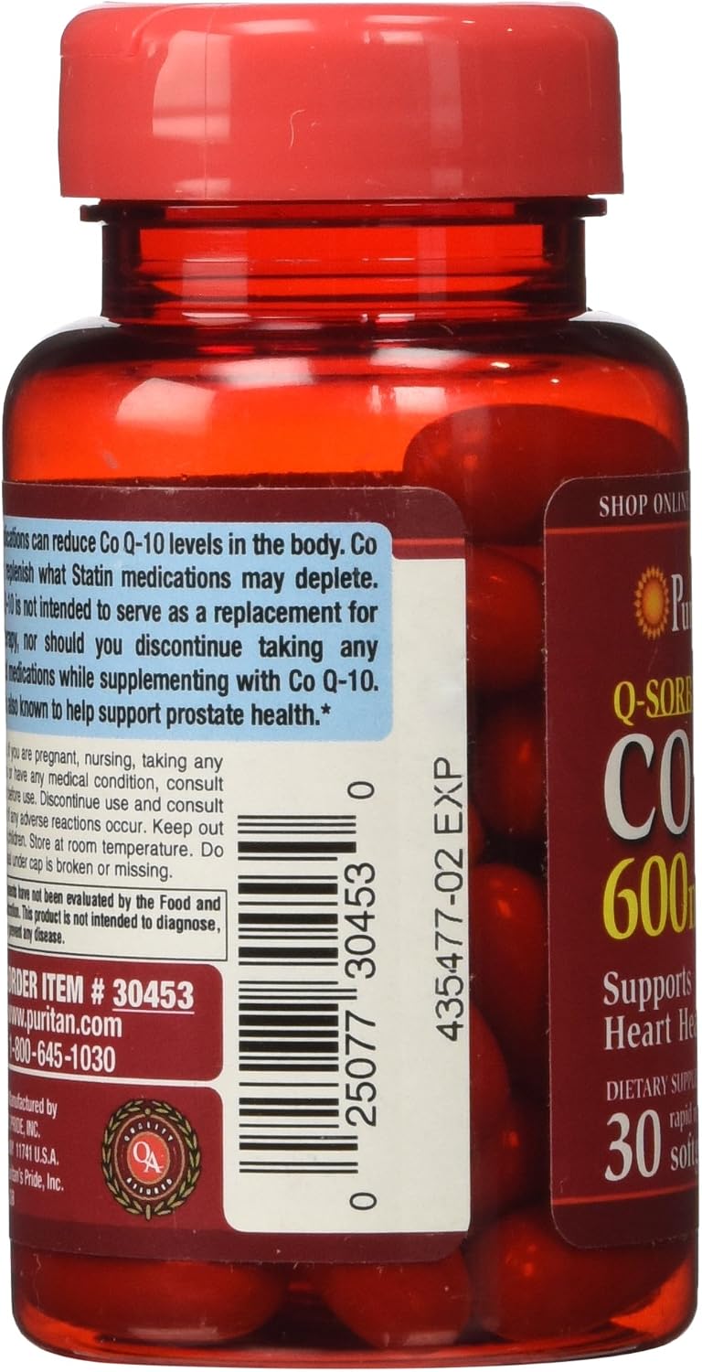 Puritan's Pride Q-Sorb CO Q-10 600 mg-30 Softgels