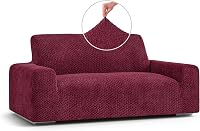 Paulato By Ga.I.Co. Loveseat Slipcovers - 1-Piece Furniture Protector - Form Fit, Machine Washable -Velvetcollection - Burgundy Color