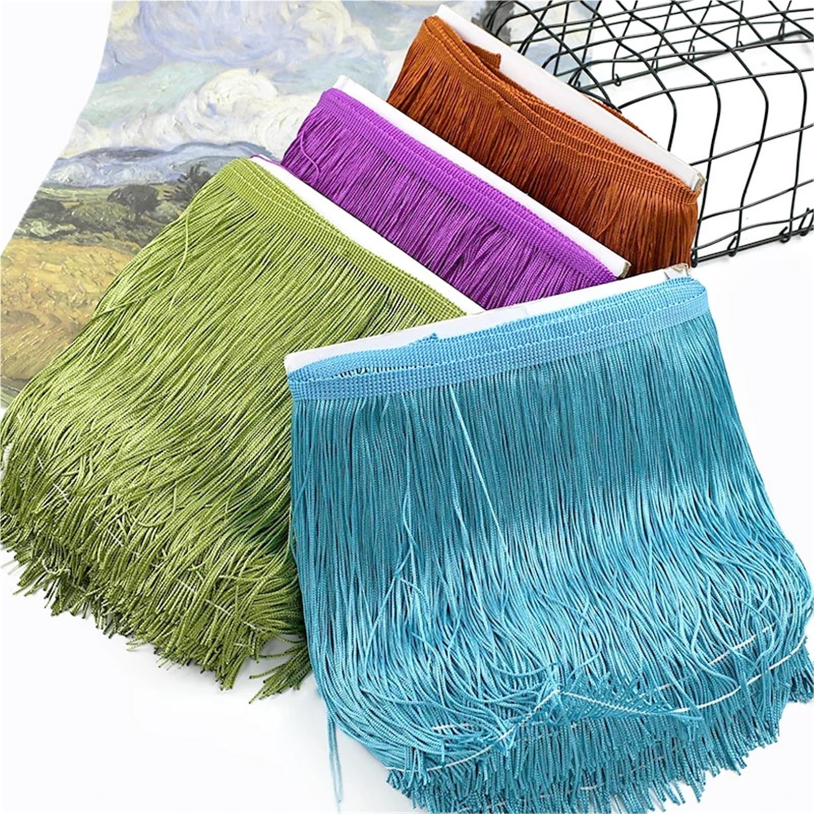 Szeroka koronka z frędzlami, Polyester Tassel Fringe Multicolor 30cm 5M/10M(Color25,30cm-10Meters)