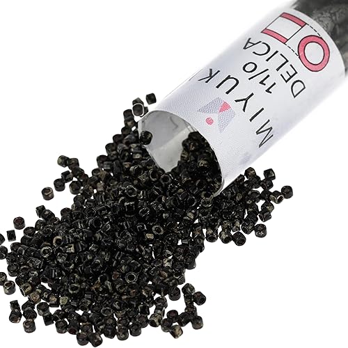 Miniatura 8 de Miyuki DB010 025oz Delica Semilla Abalorios Tamaño 110 Negro Opaco