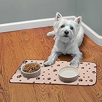 Vista 5 de Kitchen Basics microfibra Pet Bowl anti-deslizamiento Mat – Beige – 10" x 20", Marrón topo
