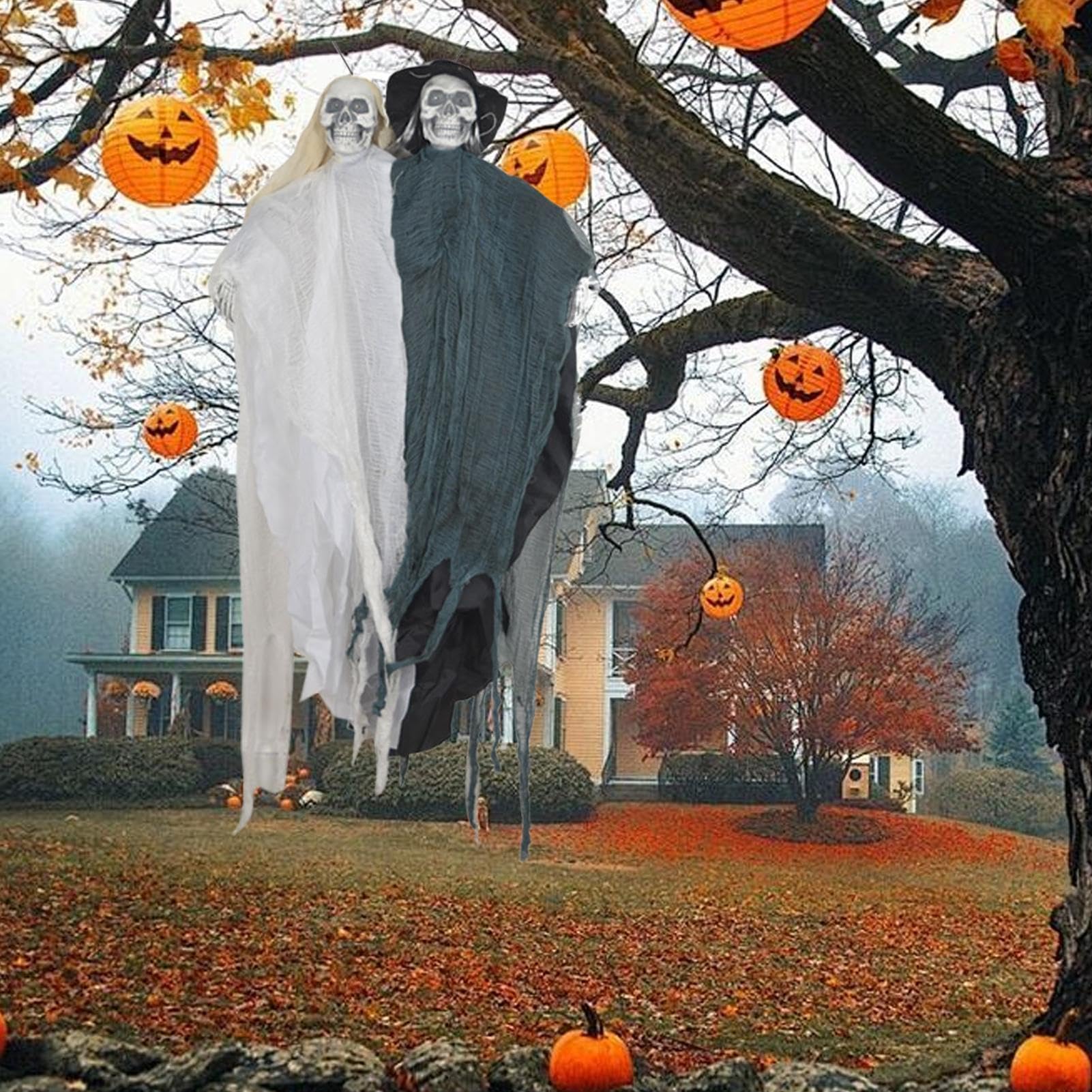 Halloween Dekoracje Szkieletowe Straszny szkielet panny młodej i pana | Dekoracje ogrodowe na Halloween Do Trawnika, Balkonu, Podwórka, Tarasu, Ganku, Ogrodu, Ogródka