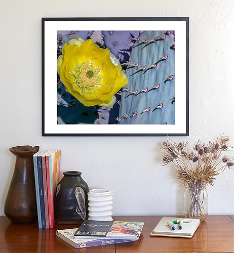 Miniatura 5 de Blue Prickly Pear Purple Cactus Art Print with Spring Blossom!