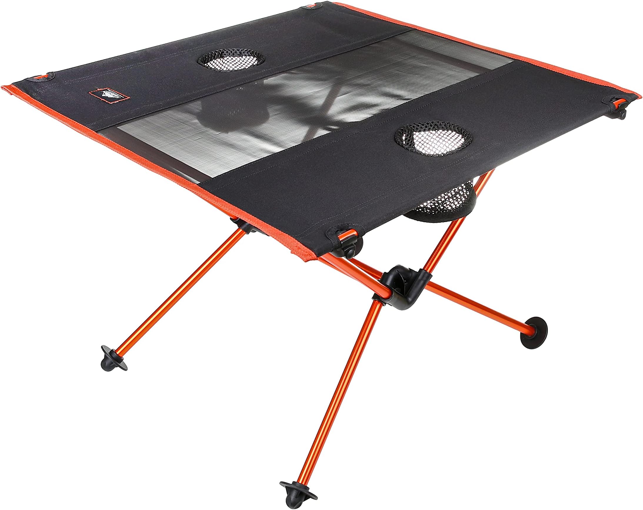 Cascade Mountain Tech Ultralight Camp Table - Lightweight for Backpacking, Camping, Sporting Events, Beach, and Picnics with Carry Bag - Black/Orange