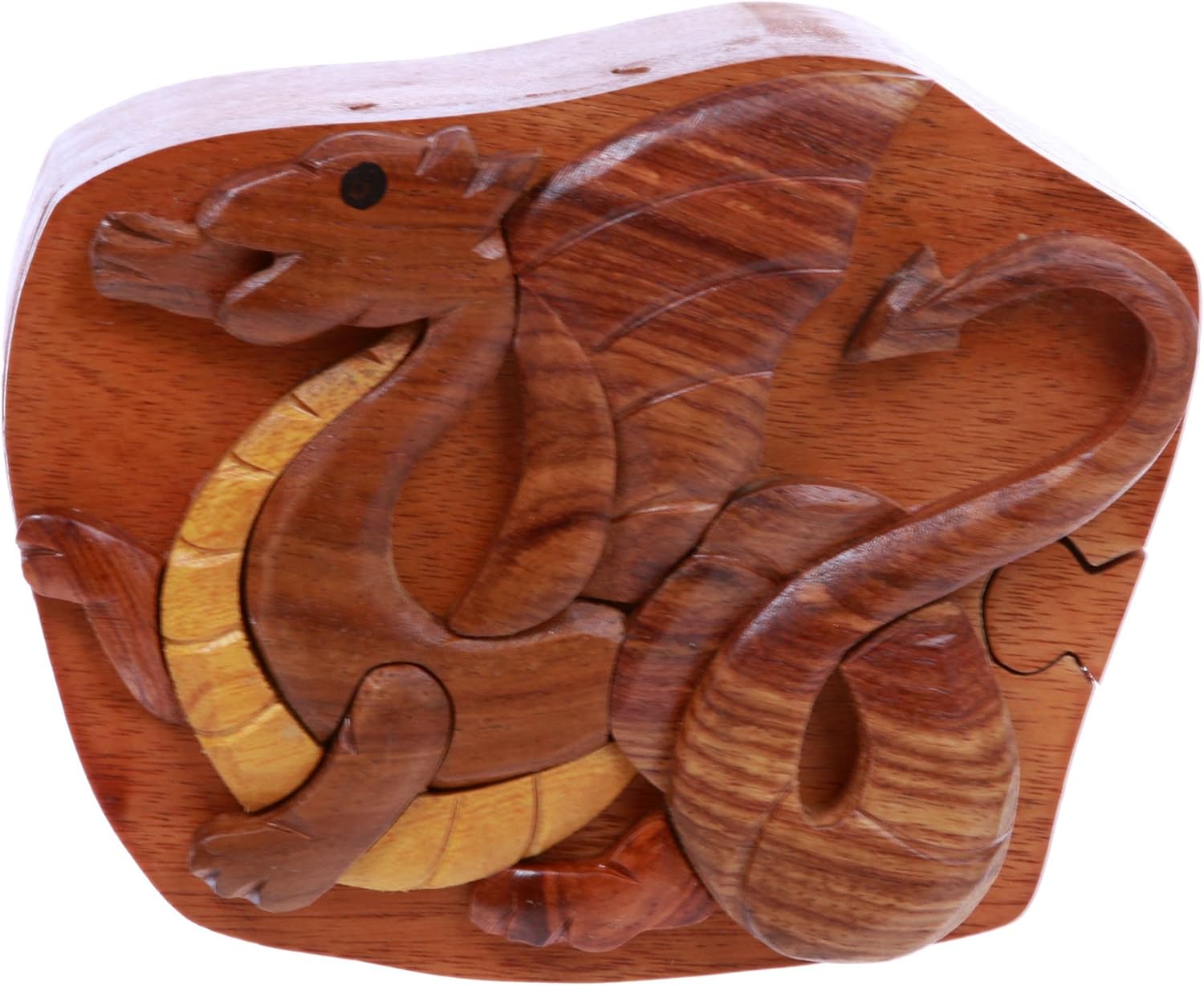 Tyrannosaurus-Rex With Wings Handcrafted Wooden Dinosaur Secret Jewelry Puzzle Box - Lovely Tyrannosaurus