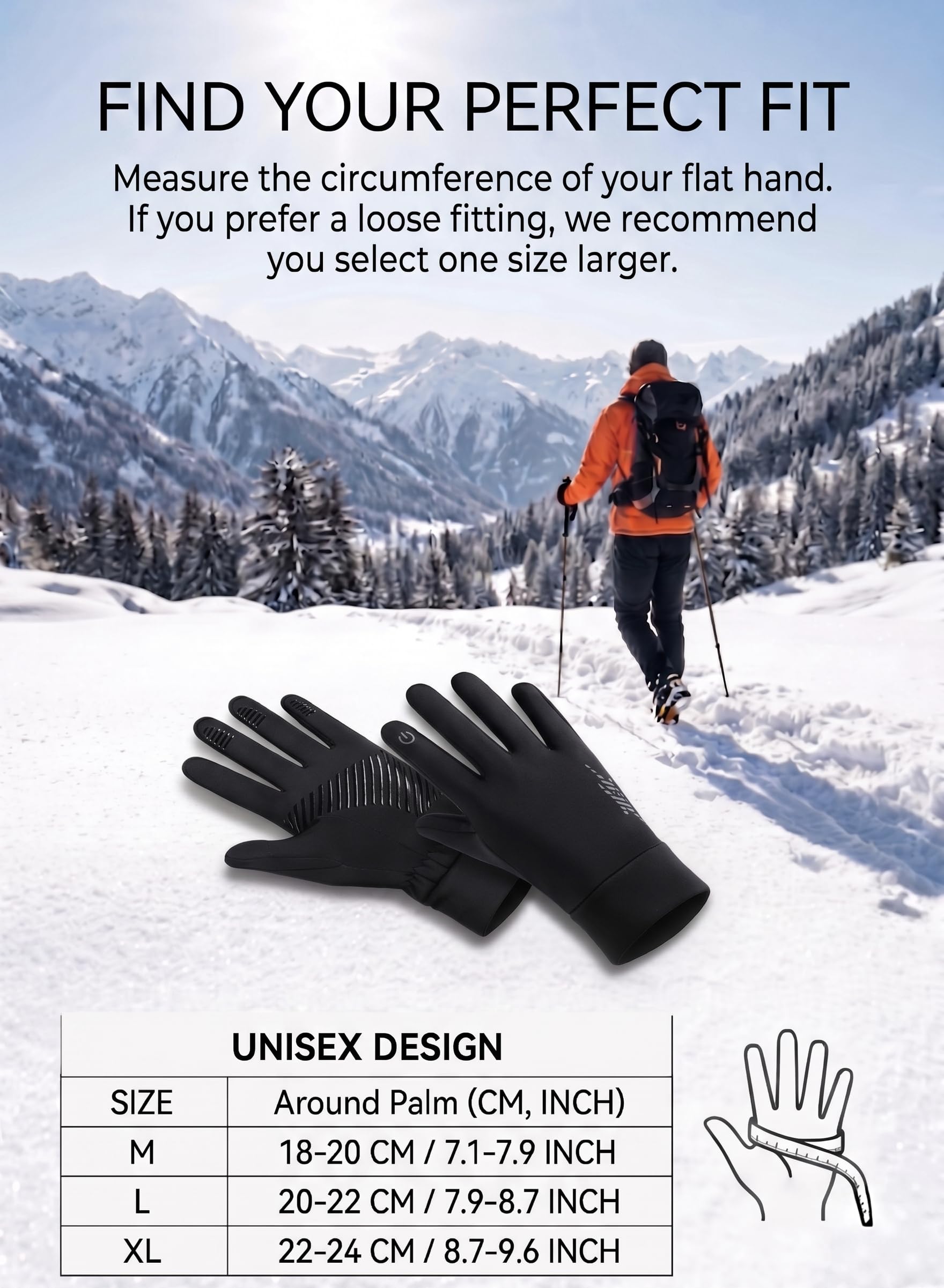 Guantes de ciclismo para hombre y mujer: guantes térmicos resistentes al viento con dedos para pantalla táctil, guantes de invierno unisex con forro cálido para clima frío, antideslizantes,