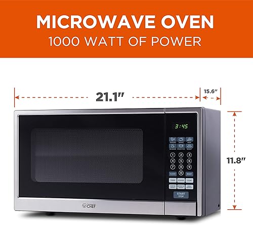 Miniatura 3 de Commercial Chef Countertop Microwave, 1.1 Cubic Feet, Black With Stainless Steel Trim &amp; BLACK+DECKER 4-Slice Convection Oven, Stainless Steel,