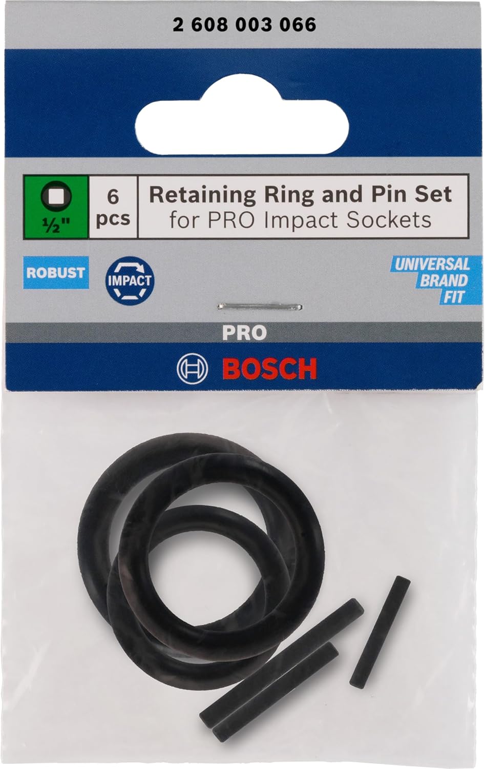 BOSCH Impact Wrench Socket Set, Insertion Angle Diameter: 0.5 inch (12.7 mm) Pin & Ring Set