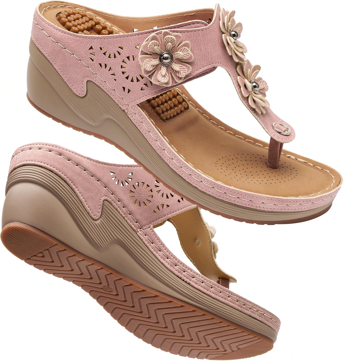 FUDYNMALC Womens Sandals Wedge 2026: Comfortable Platform Flip Flops Summer Dressy Thong Shoes for Wedding Walking Travel Casual