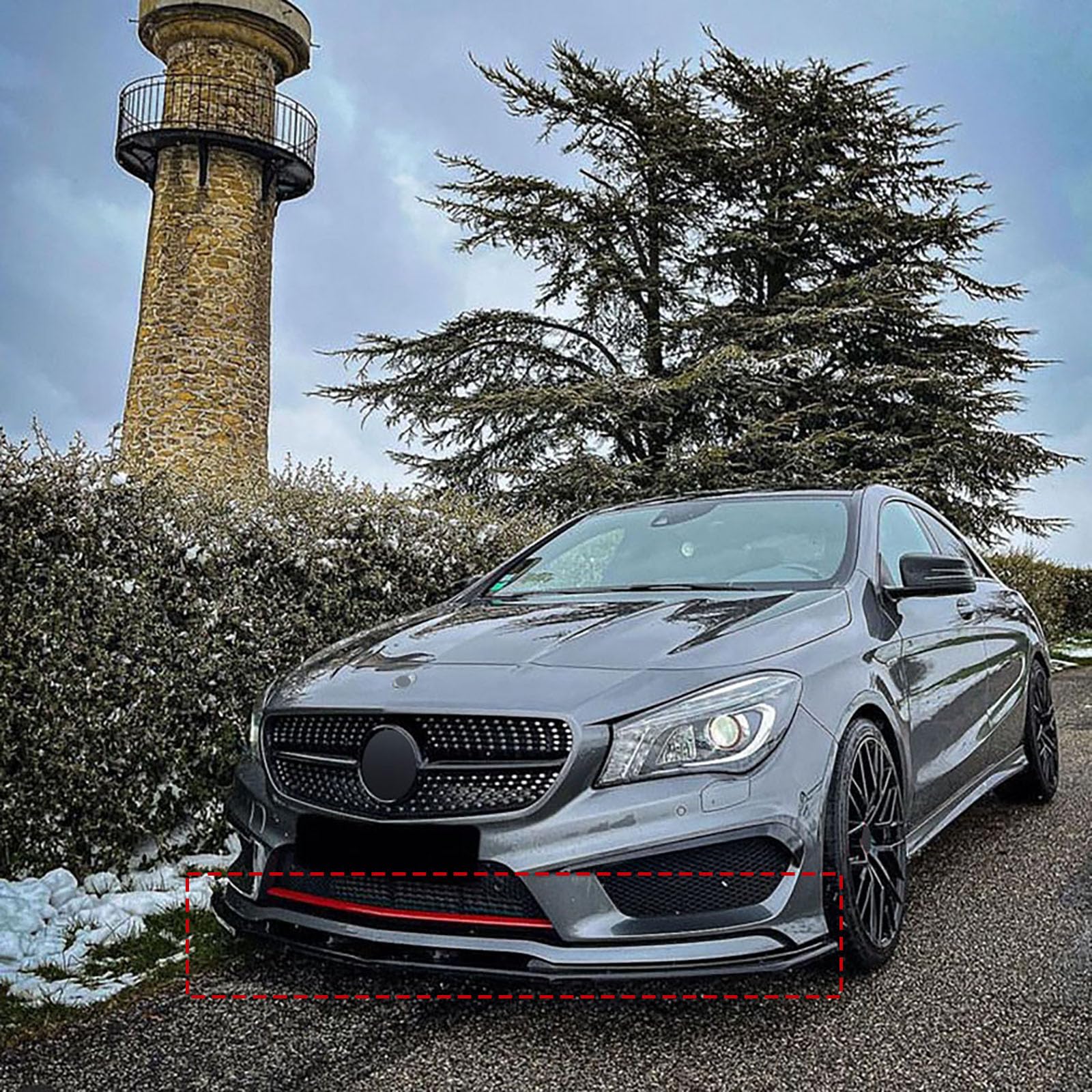 Kompatybilny z Mercedes-Benz CLA-Class C117 CLA200 260 CLA45 AMG 2013-2015, przedni spojler, Car Lower Body Kit Splitter Car Styling akcesoria zewnętrzne, błyszczący czarny