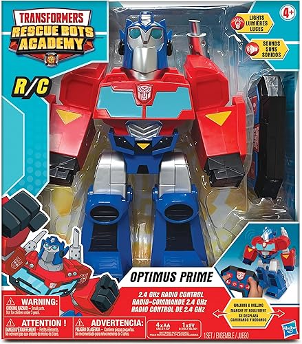 Jam'n Hasbro: Transformers Rescue Bots Academy: Optimus Prime RC Robot - Transformador de 12 pulgadas, luces y sonidos, radiocontrolado, función