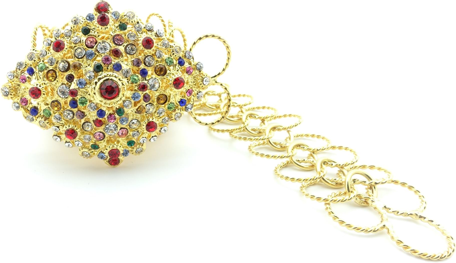 Thai Traditional Gold Plated Multicolor Crystals Costume Belt (Kids) 21"