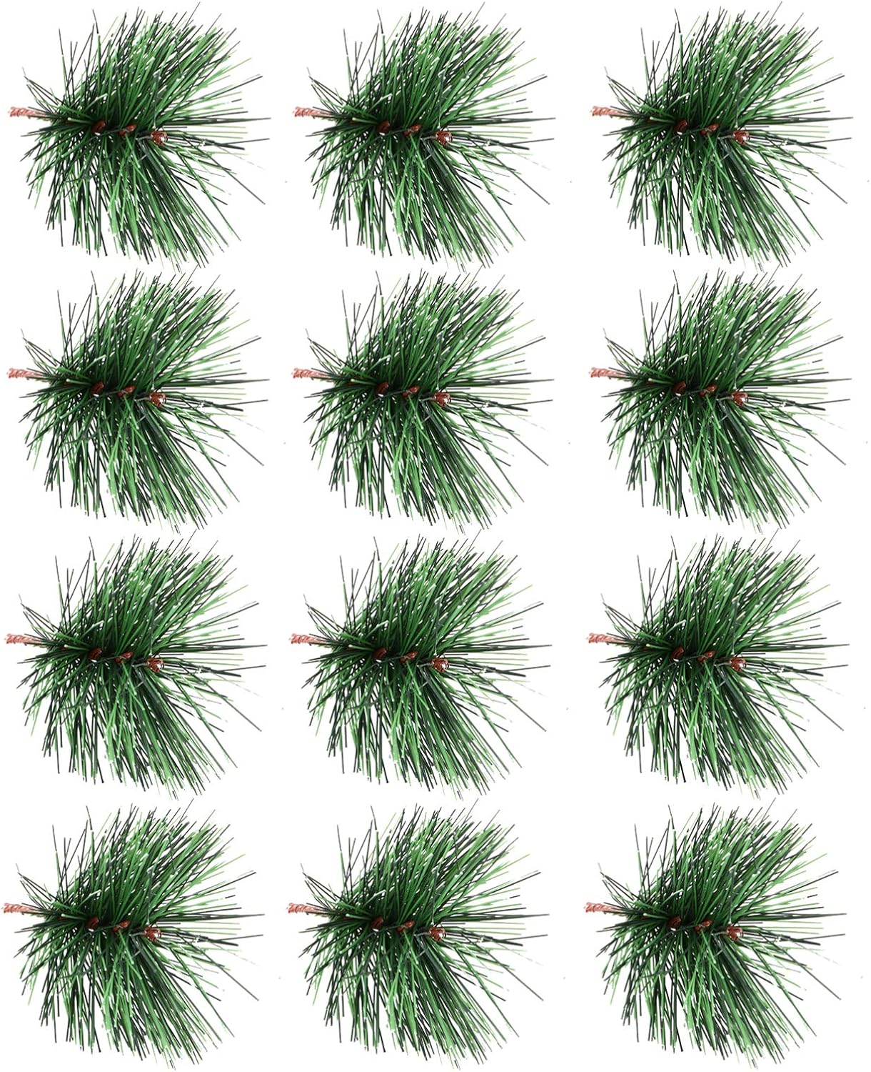 BESTOYARD 24Pcs Christmas Pine Needles Artificial Pine Branches Twigs Stems Picks Green Plants Needles for DIY Garland Wreath Christmas Embellishing Decoration 7X5CM
