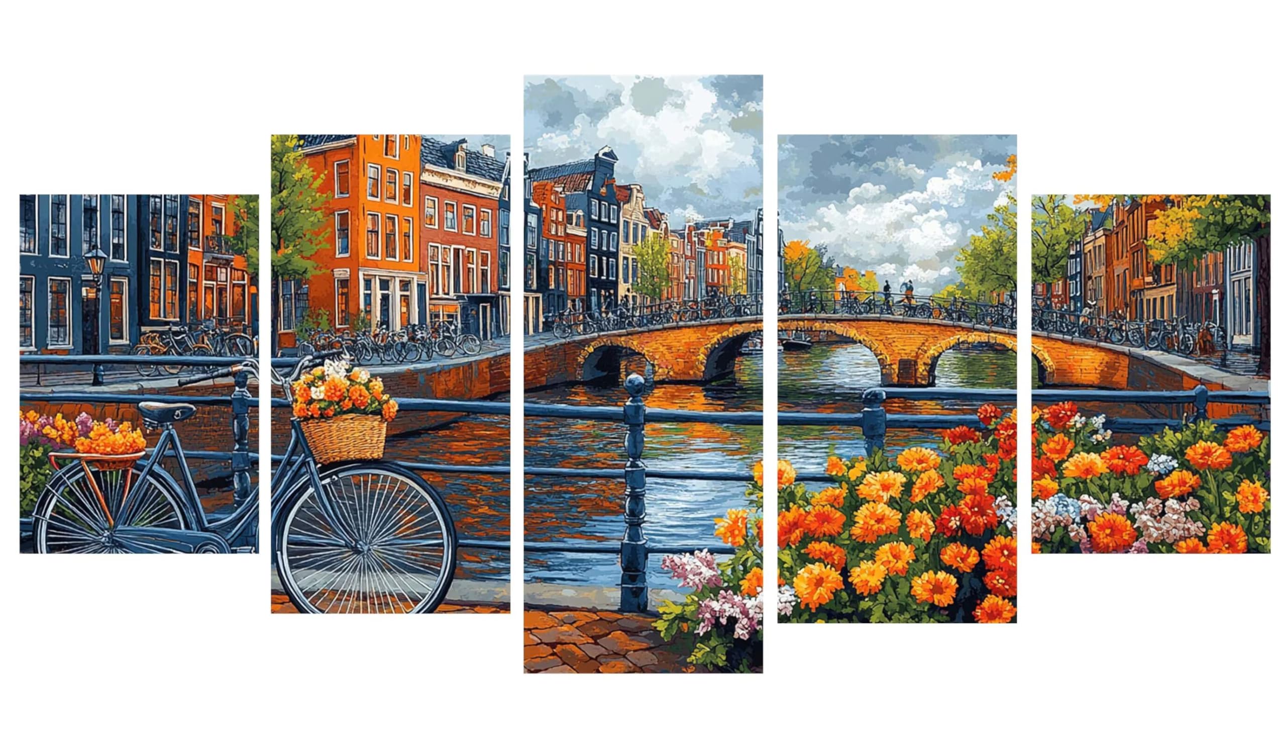 Diamentowe malowanie 5 sztuk rower kwiat diamentowy obraz dla dorosłych, haft diamentowy dla dorosłych duży format puzzle sztuka, ścieg krzyżykowy zestaw rękodzieła, świąteczna dekoracja do sypialni