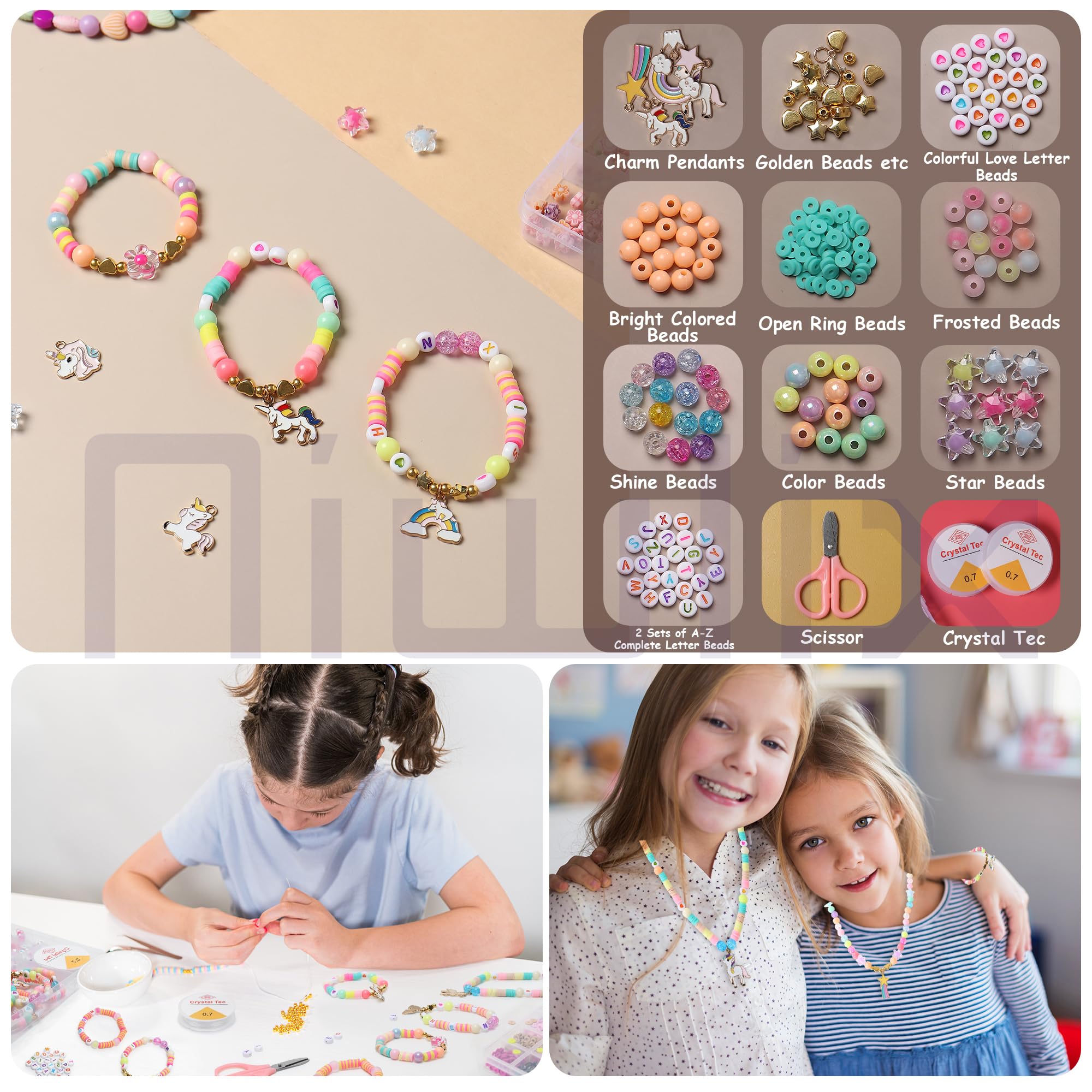 Niwlix Bracelet Making Kit for Girls, Jewellery Making Kit for Kids DIY Bead Set Making, Toys for Girls 7-14 Years Old (Unicorn Bracelet Kit) 3