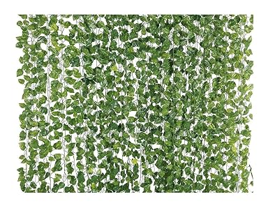 Sphinx artificial creepers and climbers plants for decoration of home, balcony, walls , hall, ganpati backdrop approx 7 ft. height (Shapes/Design as per stock) - No. of strands (Green, 36)