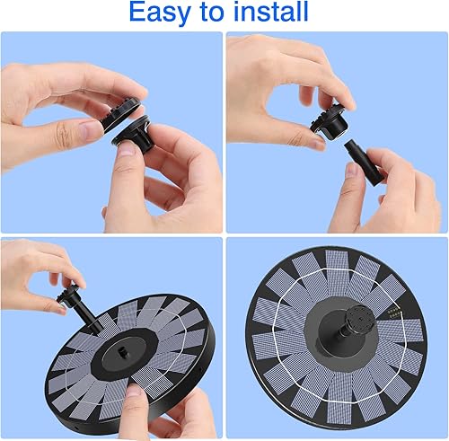 Miniatura 8 de Solar Fountain de 2.5 W con 6 boquillas actualización 2023, fuente solar de baño para pájaros de 6.7 pulgadas, fuente de energía solar para