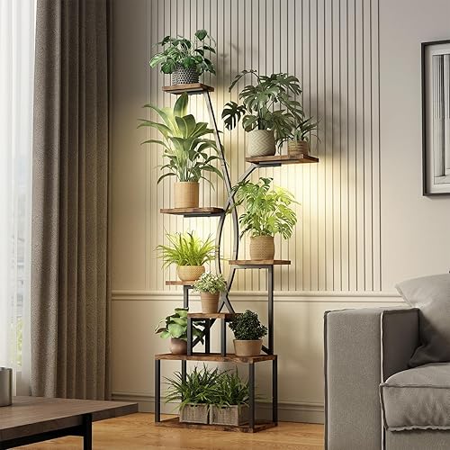 Miniatura 7 de Soporte para plantas de interior con luces de crecimiento, estante para plantas de 65 pulgadas de alto, soportes iluminados para plantas de cultivo