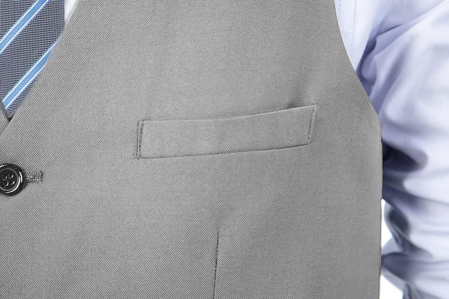 Wehilion Men's Suit Vest Business Waistcoat Formal Dress Vest for Men with 4 Button Slim Fit