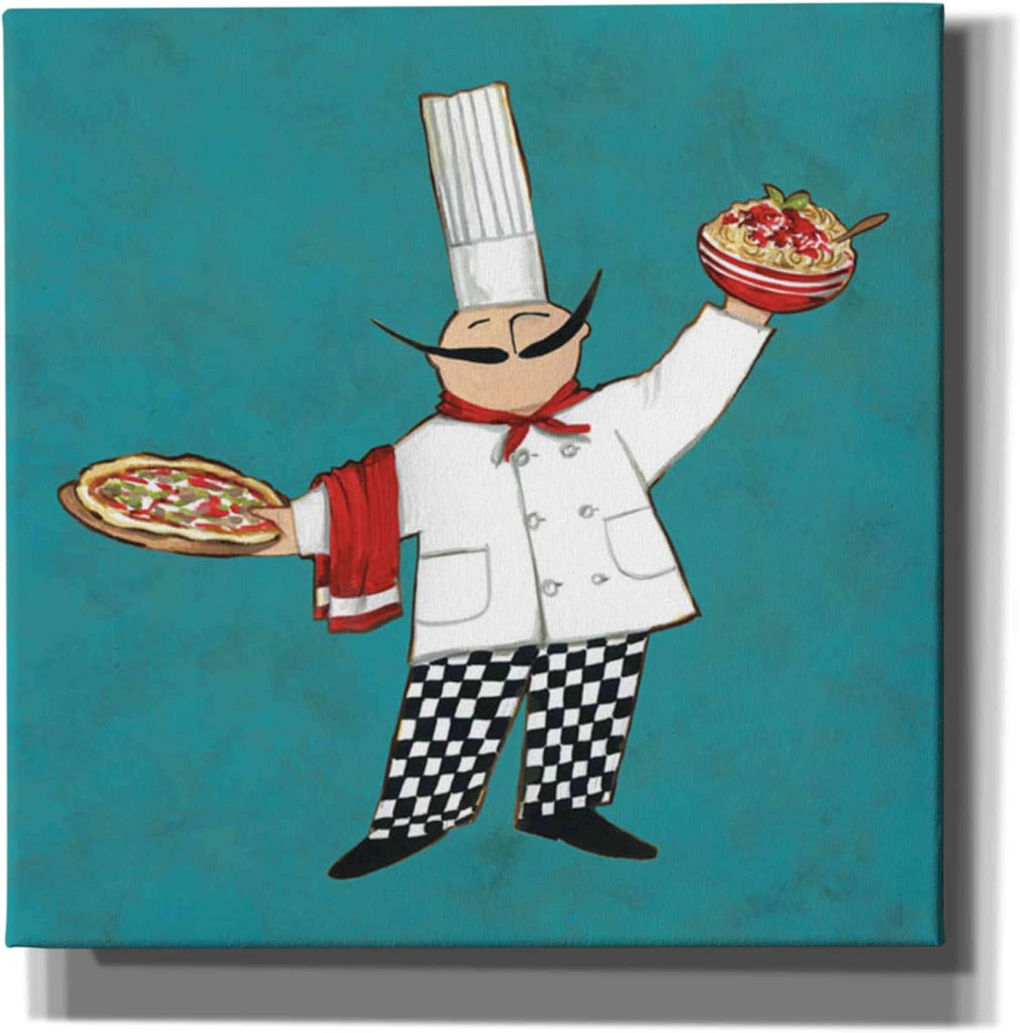 Epic Graffiti 'Pasta Chef in Color' by Anne Tavoletti, Canvas Wall Art, 12"x12"