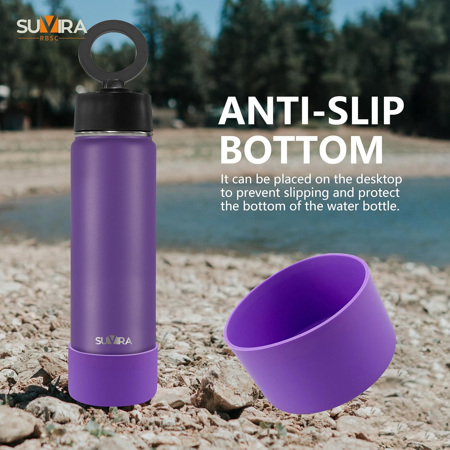 Insulated Water Bottle 25 & 32Oz with Magnetic Phone Holder Lid – Double Wall Stainless Steel, Leakproof, Keeps Ice 48 Hours, Gym & Outdoor, BPA-Free. (Purple, 25 Ounces)