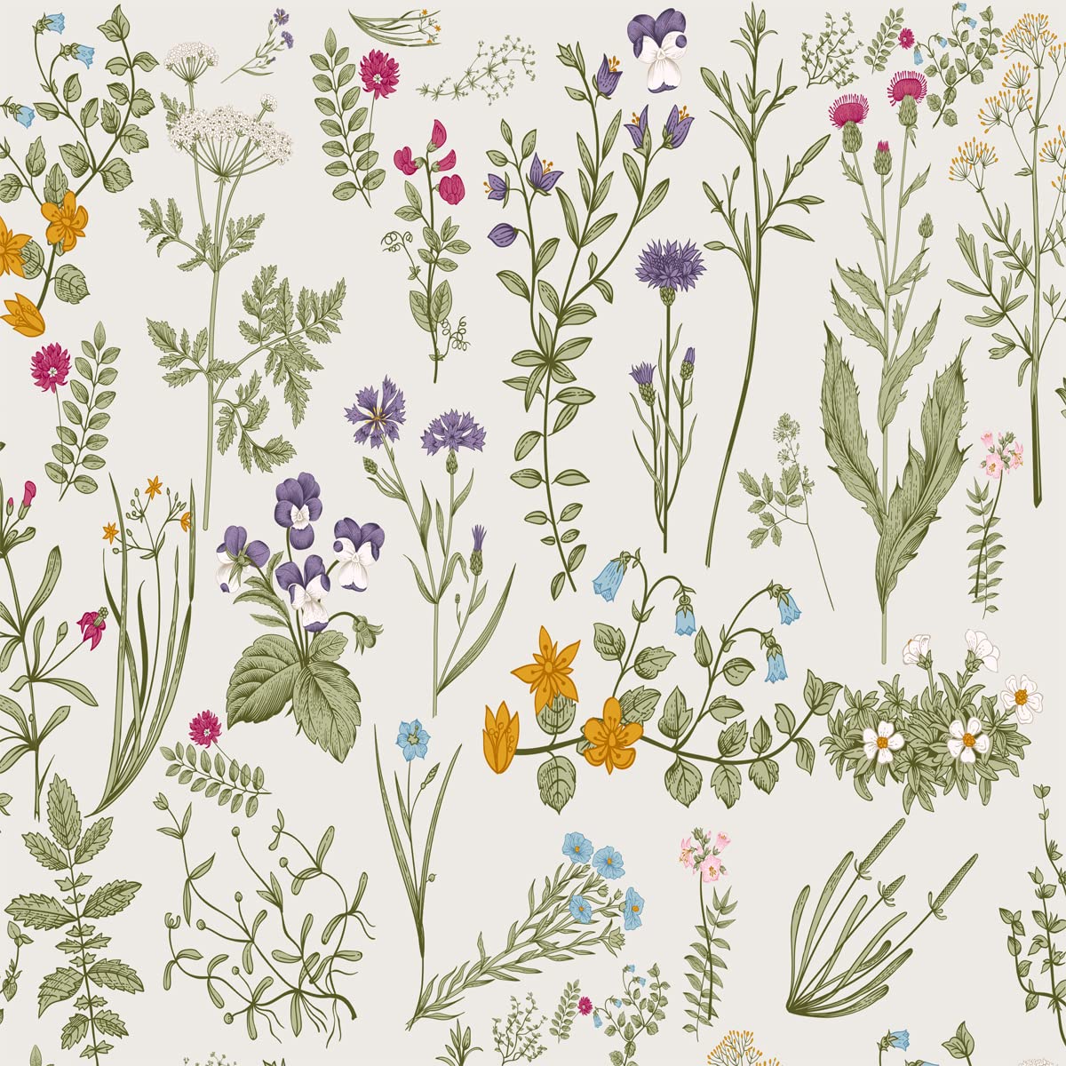 Floarl Upholstery Fabric by The Yard,Farmhouse Flowers Reupholstery Fabric for Chairs,Garden Floral Botanical Waterproof Outdoor Fabric,5 Yards,(L460*W150cm) Purple Green