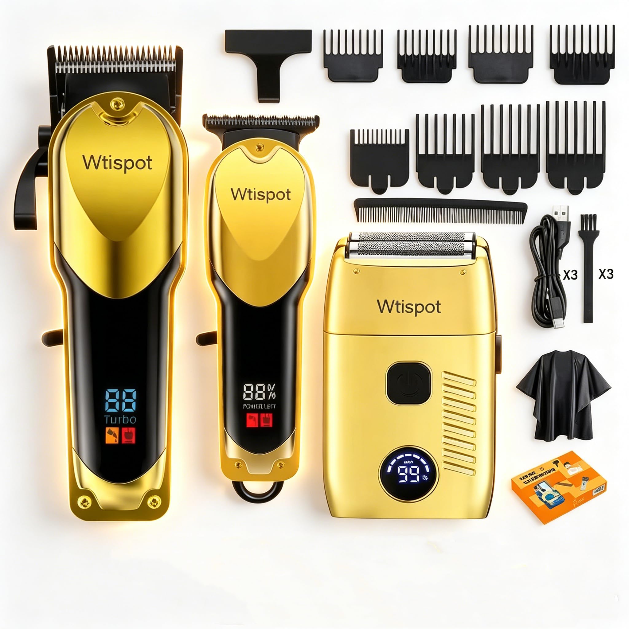 Hair Clippers for Men with LED Display, 3-Piece Cordless Grooming Kit with Hair Clipper, Beard Trimmer, Foil Shaver Complete Set for Home Barber