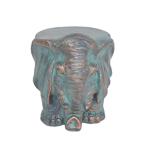 Salome Elephant Garden Stool, Copper Patina