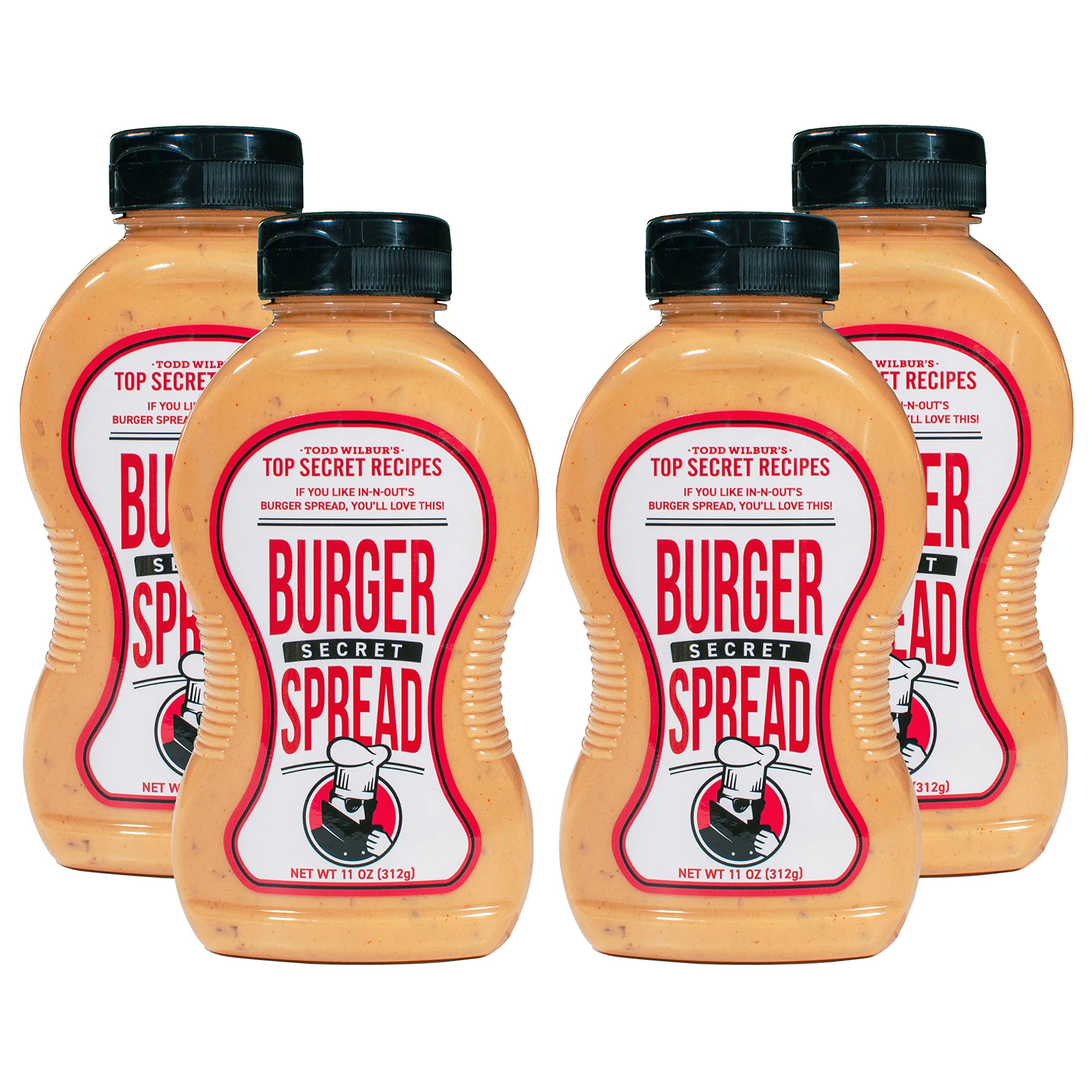 Todd Wilbur's Top Secret Burger Secret Spread (Like In-N-Out Burger Sauce) - Use on Burgers, Sandwiches, and Wraps - MSG & Gluten-Free, 11 Oz (Pack of 4)