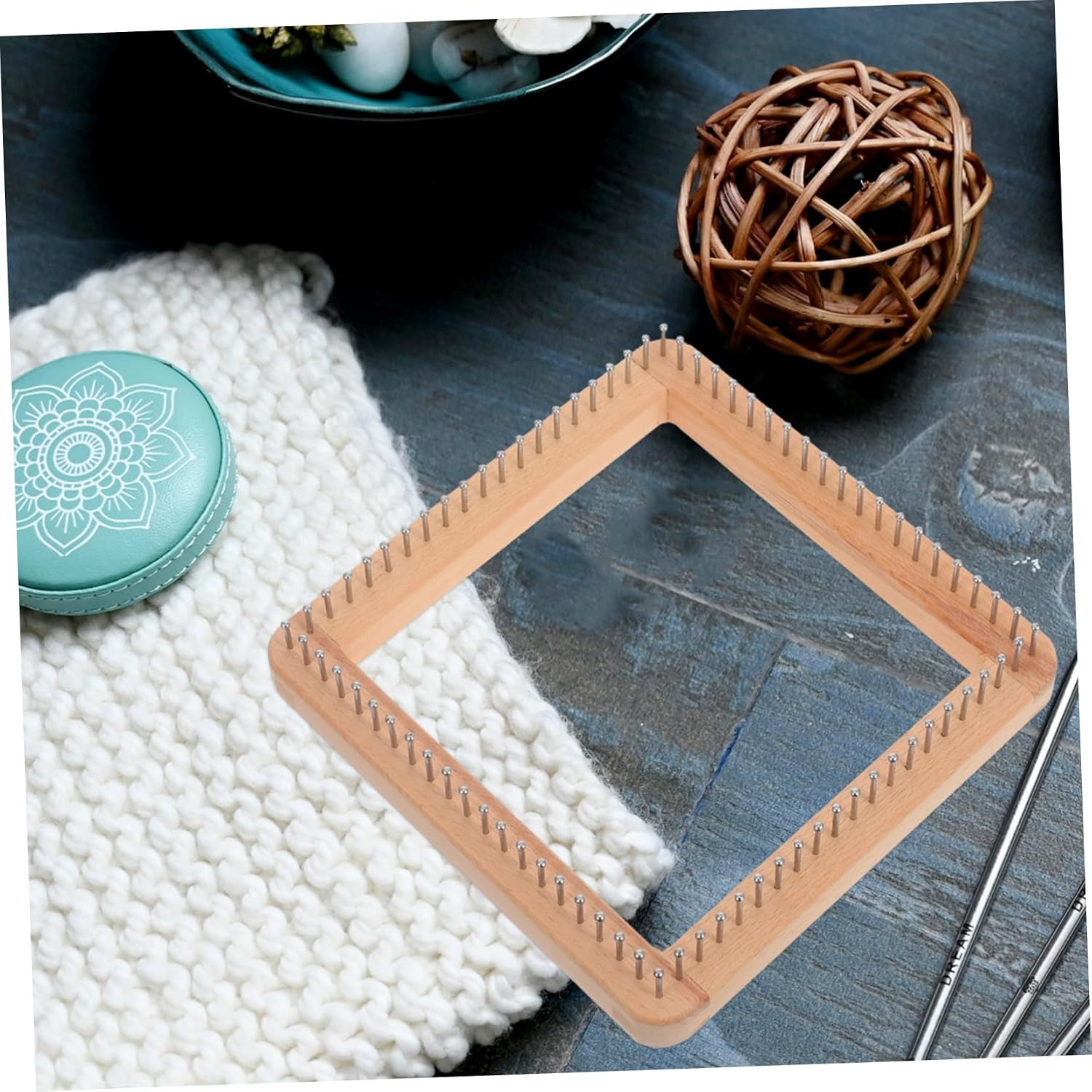 PERSELOSO Square Wooden Weaving Loom Knitting Tool Mini Board for DIY Hat Scarf Shawl Making