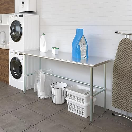 Miniatura 6 de Mesa de trabajo de acero inoxidable de base abierta de 24 pulgadas x 72 pulgadas  Residencial y comercial  Preparación de alimentos  Estación de