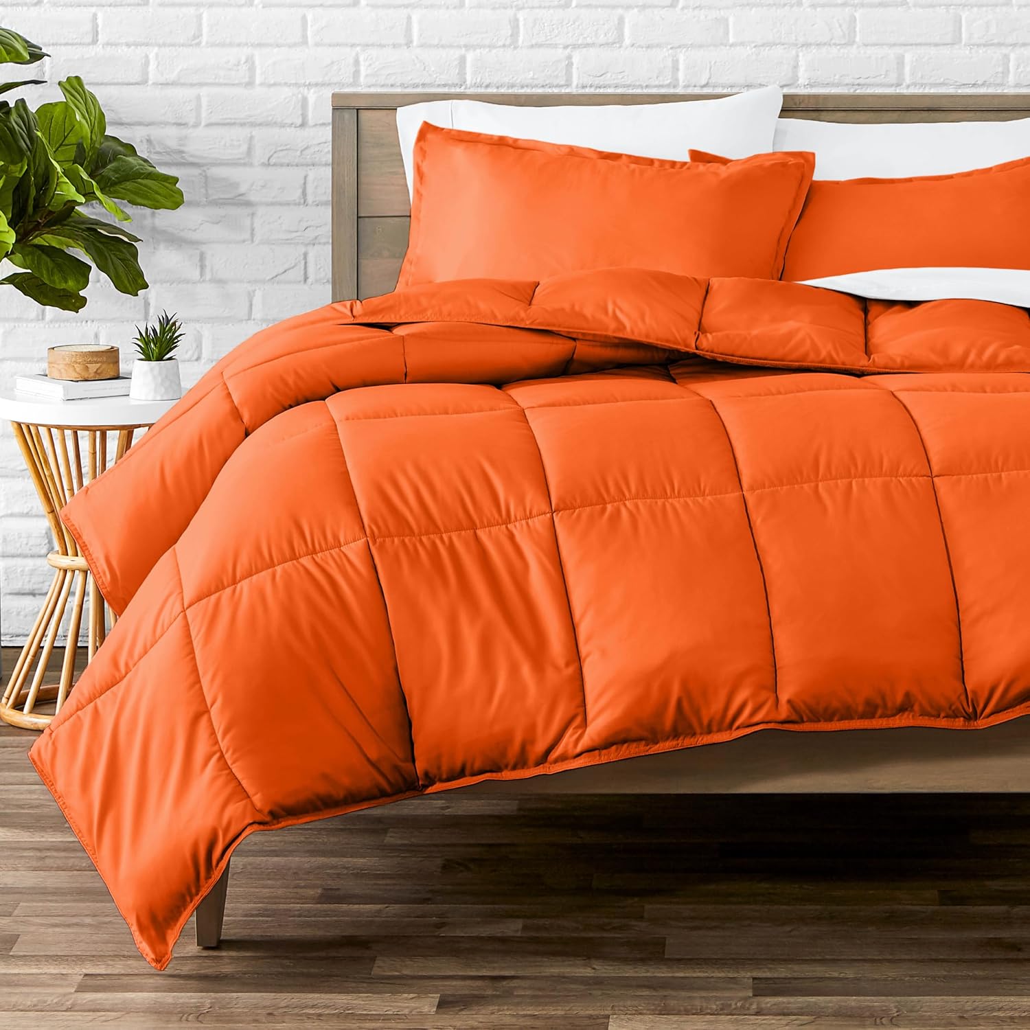 Bare Home Comforter Set - Queen Size - Ultra-Soft - Goose Down Alternative - Premium 1800 Series - All Season Warmth (Queen, Orange) Queen 30 - Orange