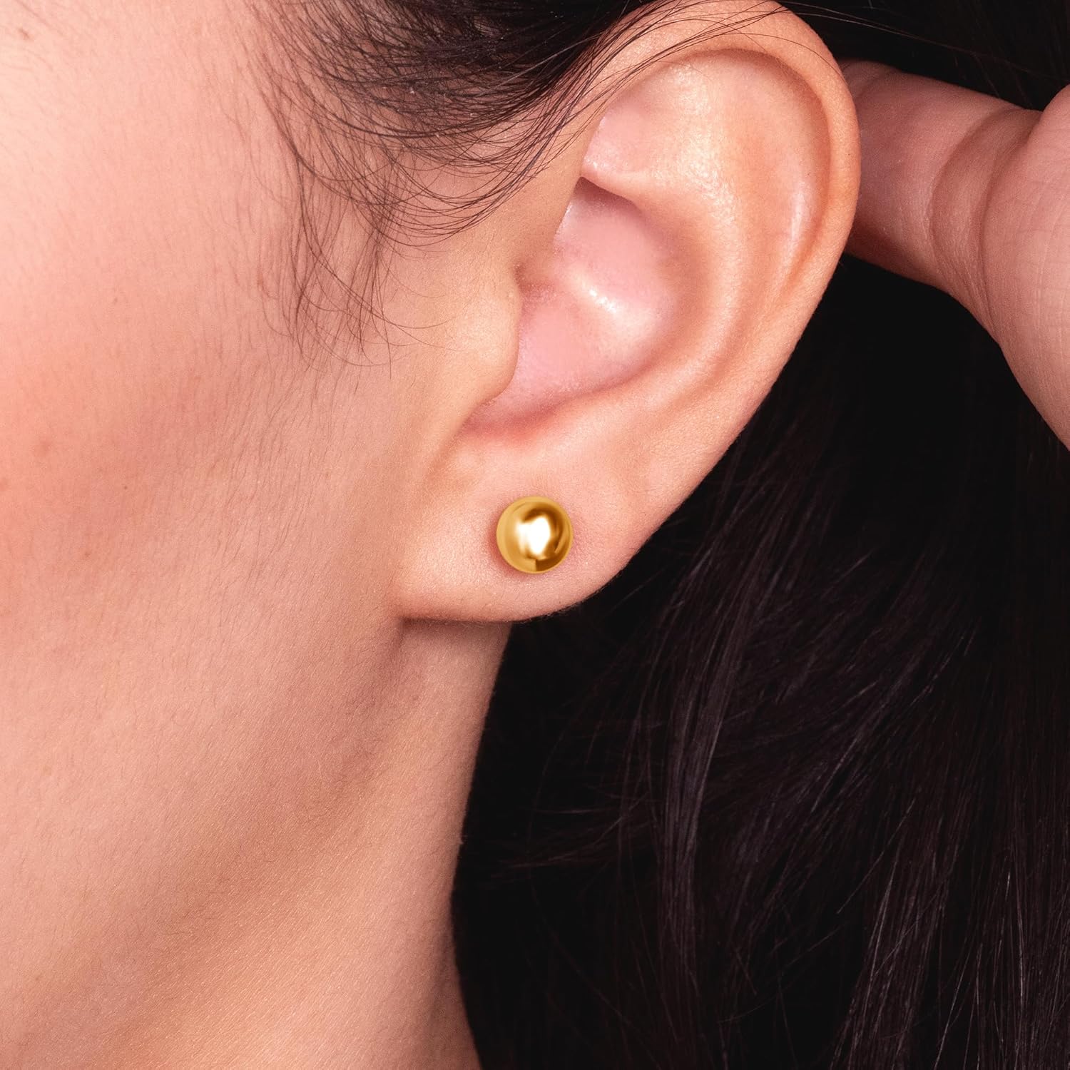 14k Real Gold Ball Stud Earrings for Women & Men (2mm-8mm Diameter) - Real 14k Gold, Secure Screw Back Design