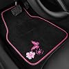 Alfombras para auto CAR PASS con bordado de mariposas y flores, alfombras rosas para auto, ajuste universal 95% para autos, SUVs, sedanes y vans, para mujeres lindas y femeninas, set de 4 (negro con rosa) 3