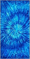 Vista 1 de Beachland Toalla de playa Tie Dye de 30 x 60 pulgadas, 100% algodón, colores hippie, estampado en un lado (teñido anudado azul bahía, una toalla)