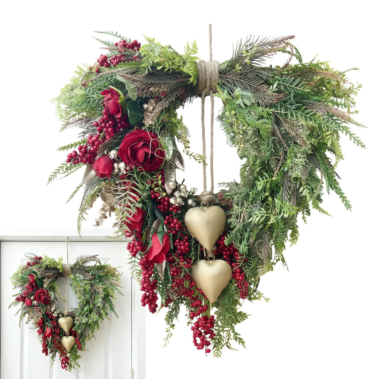 Couronne de Saint-Valentin durable, guirlande en cœur pour intérieur et extérieur