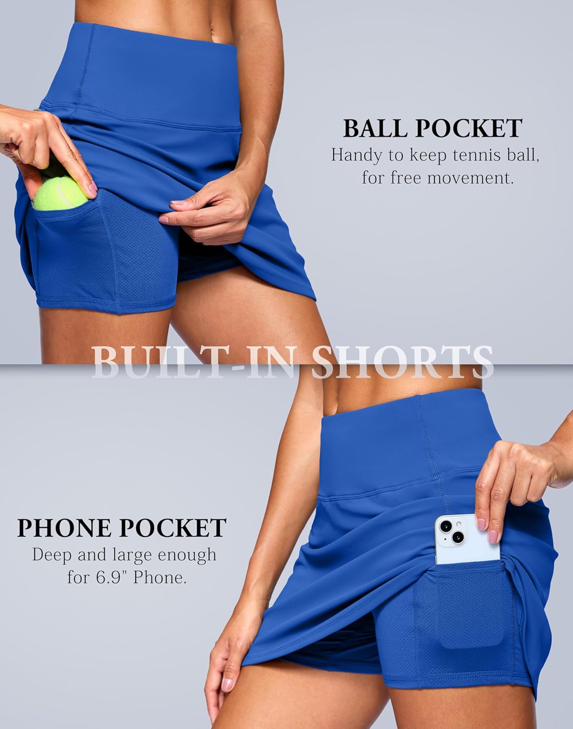 SANTINY 14" Skorts for Women with 2 Pockets High Waisted A Line Casual Pickleball Golf Skort Athletic Tennis Skirt - Image 4