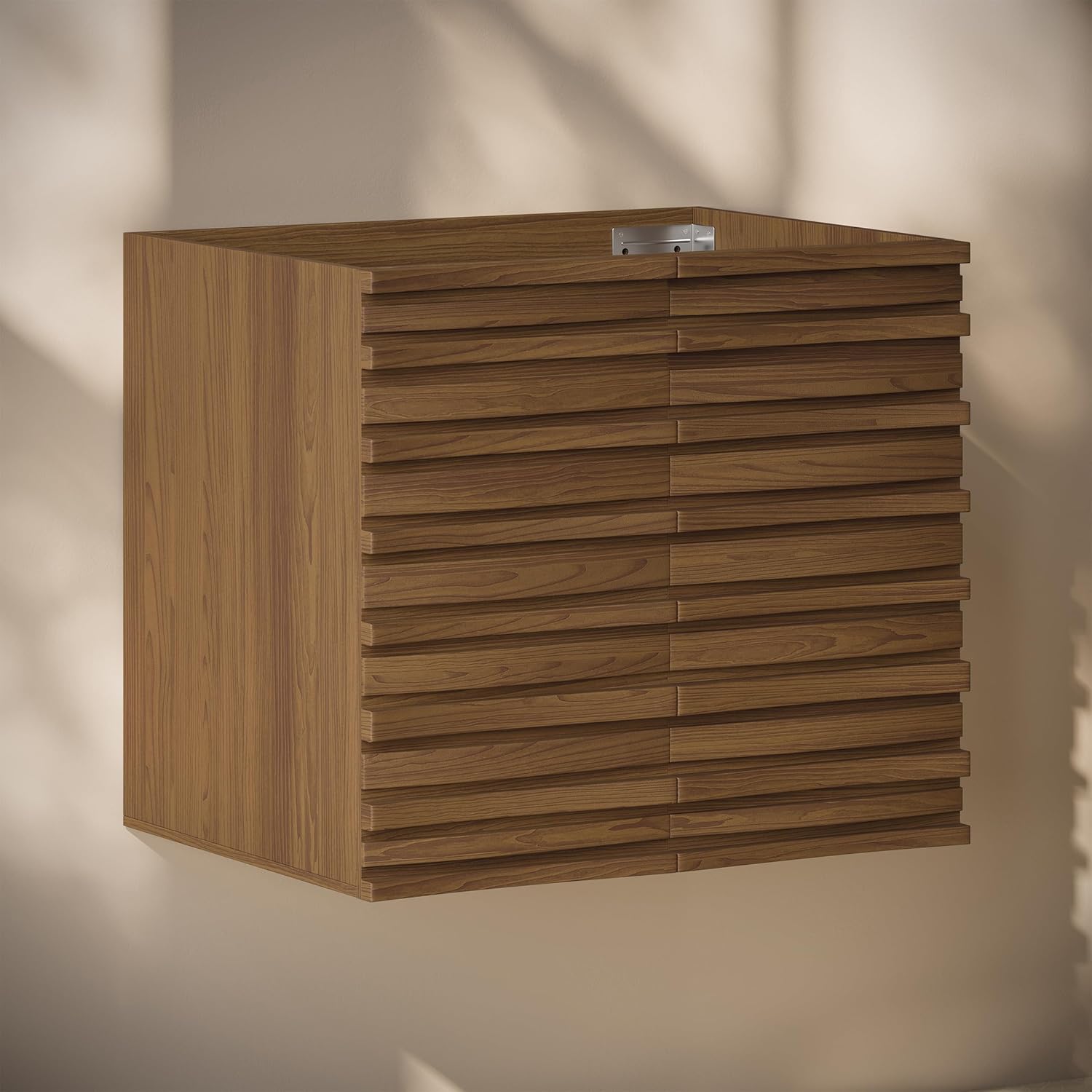 Swiss Madison Cascade 24" Wall-Mounted Bathroom Vanity Cabinet Without Top in Brown Oak