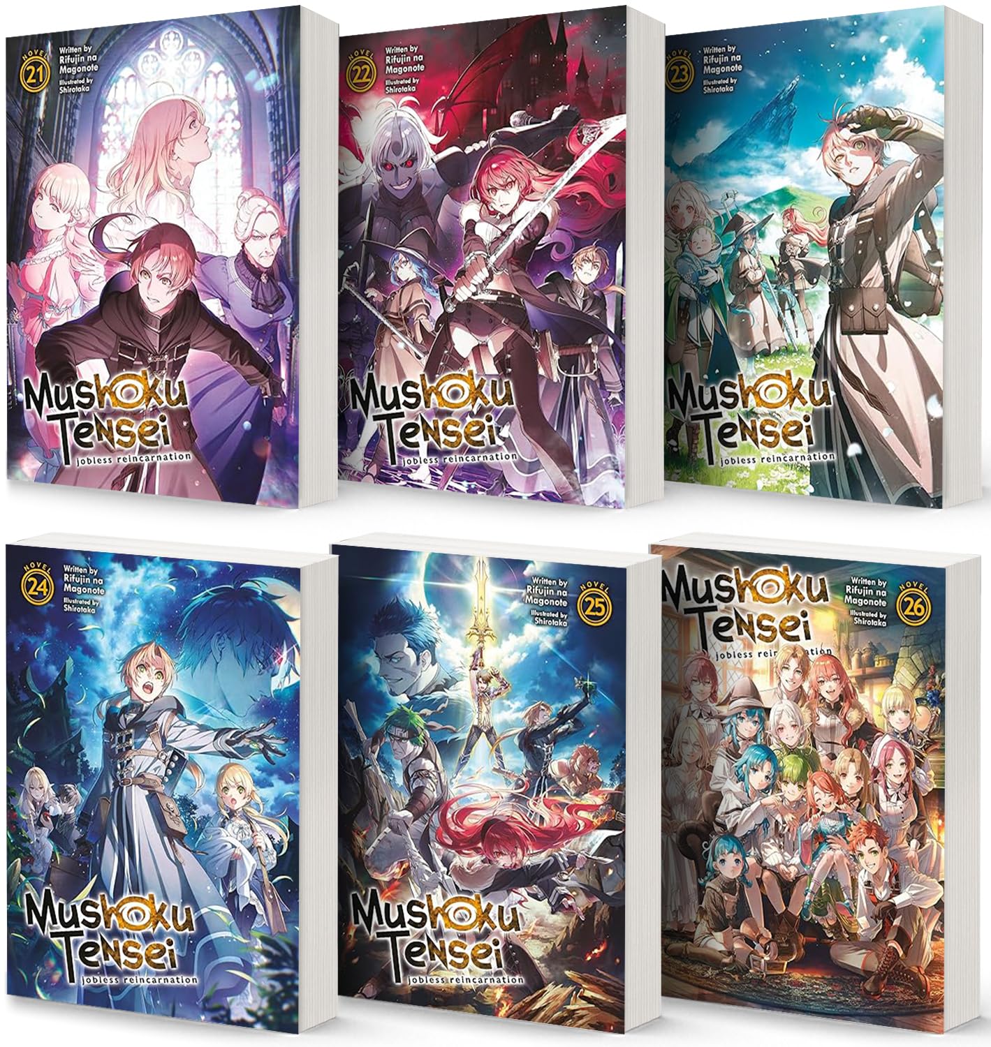Mushoku Tensei Series. Collection Set of 6 Books, Jobless Reincarnation Light Novel Set Vol. 21-26 by Rifujin Na Magonote